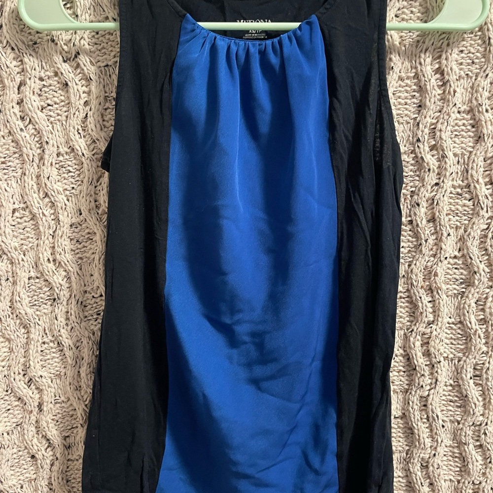 Merona Blue and Black Sleeveless Blouse